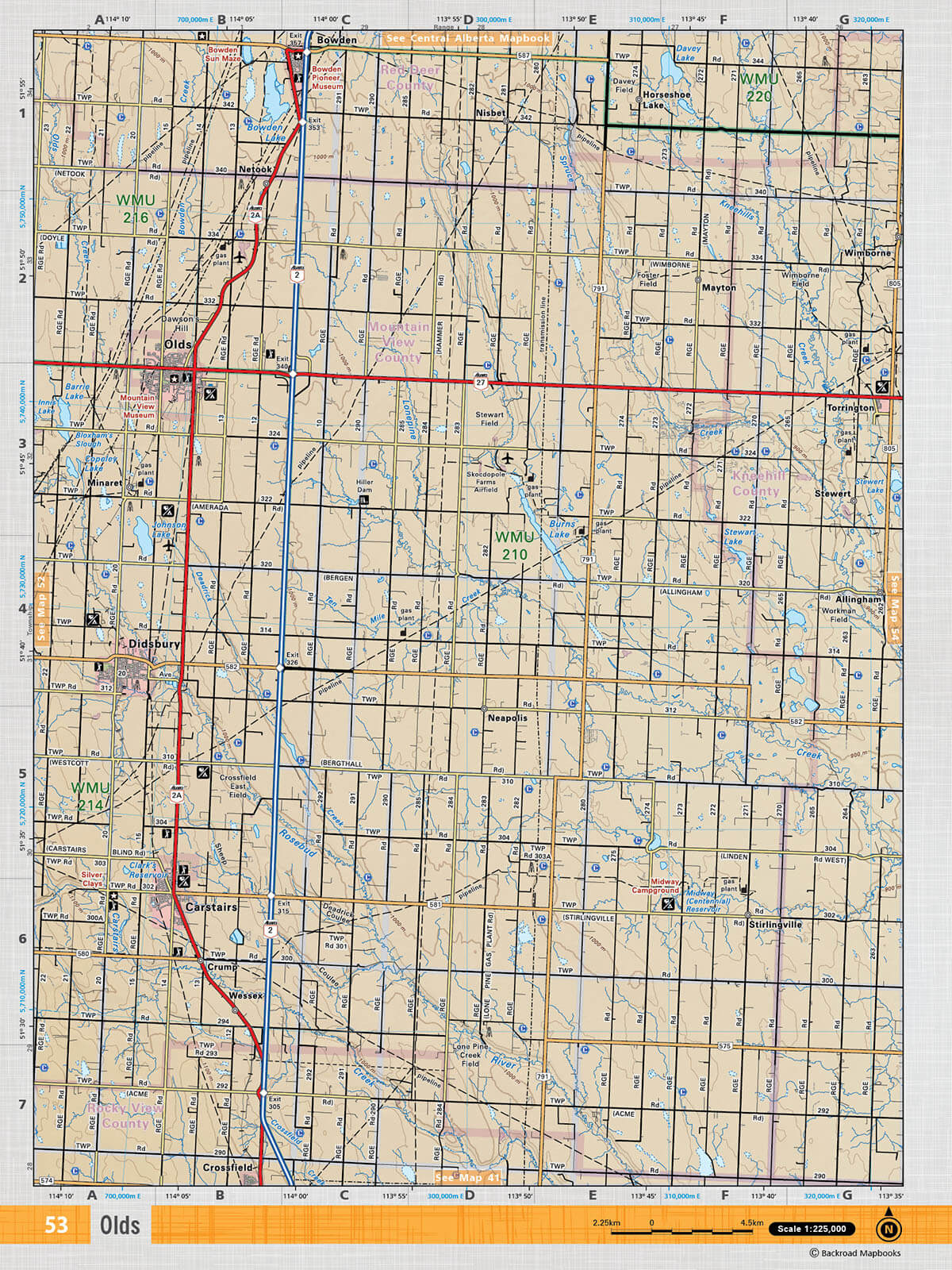 SOAB53 Wall Map - Olds - Backroad Maps