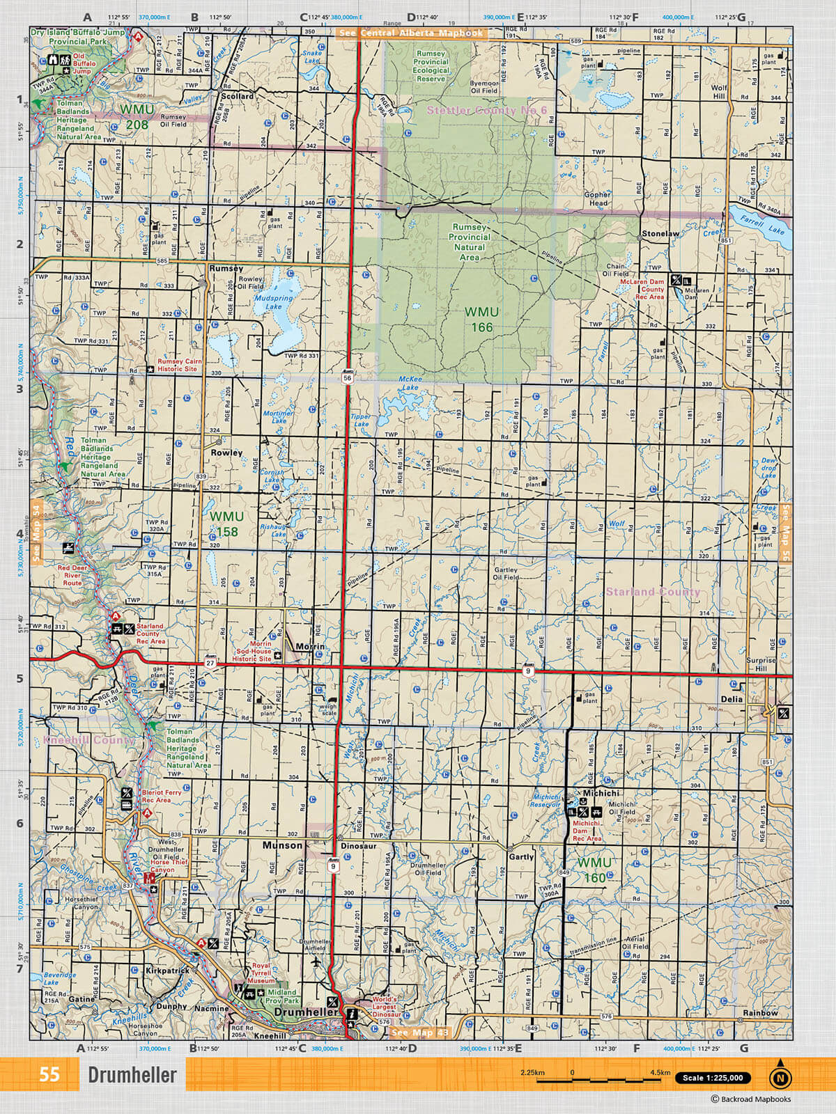 SOAB55 TOPO Map - Drumheller - Backroad Maps