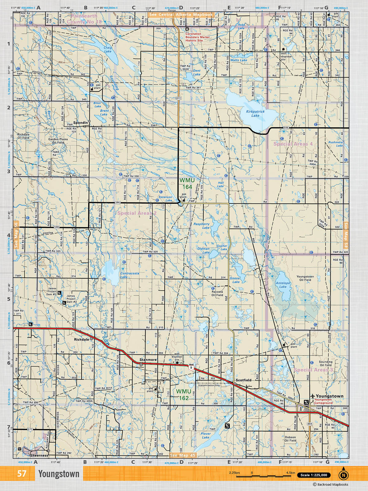 SOAB57 Wall Map - Youngstown - Backroad Maps