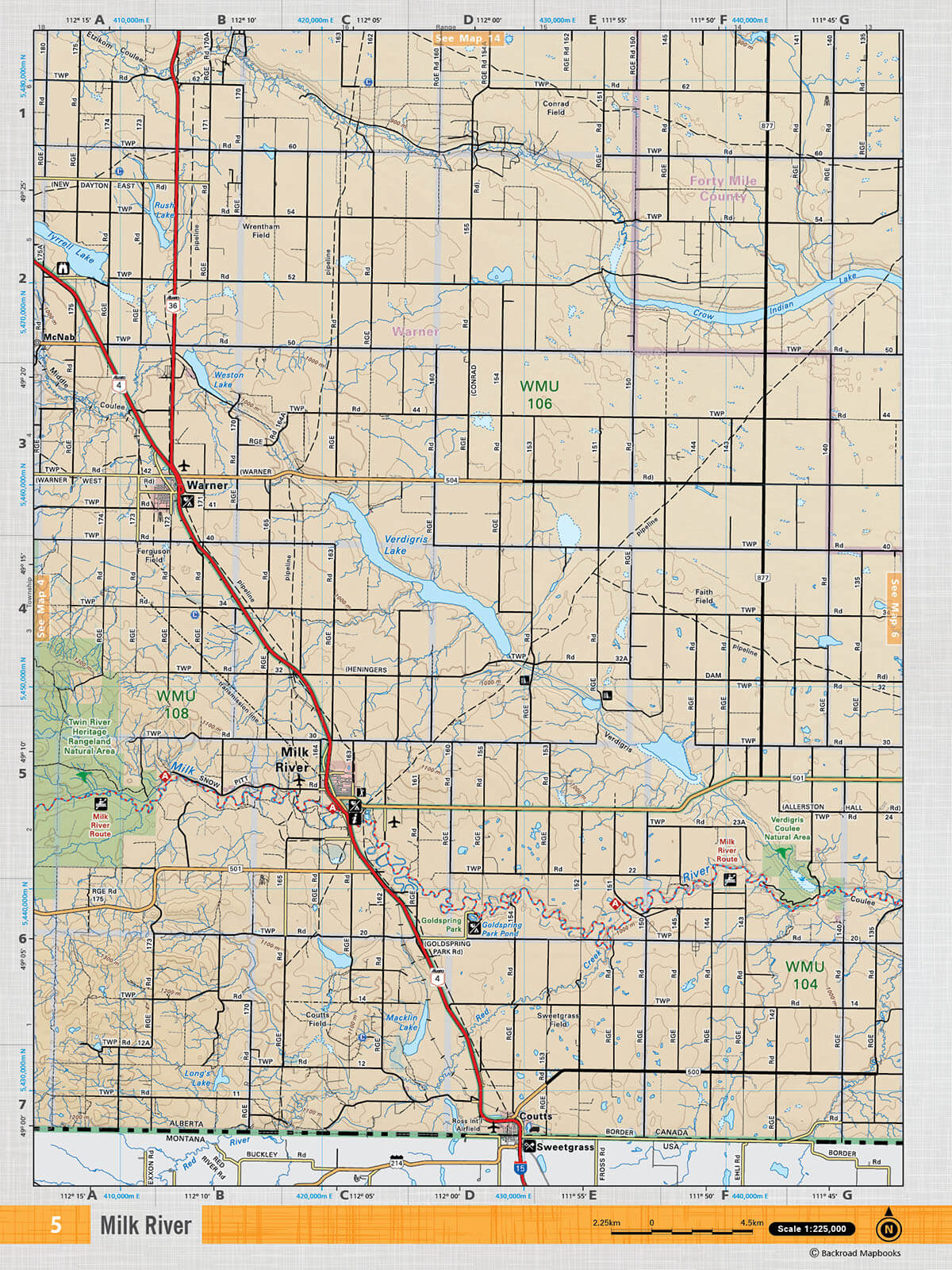SOAB5 TOPO Map - Milk River - Backroad Maps