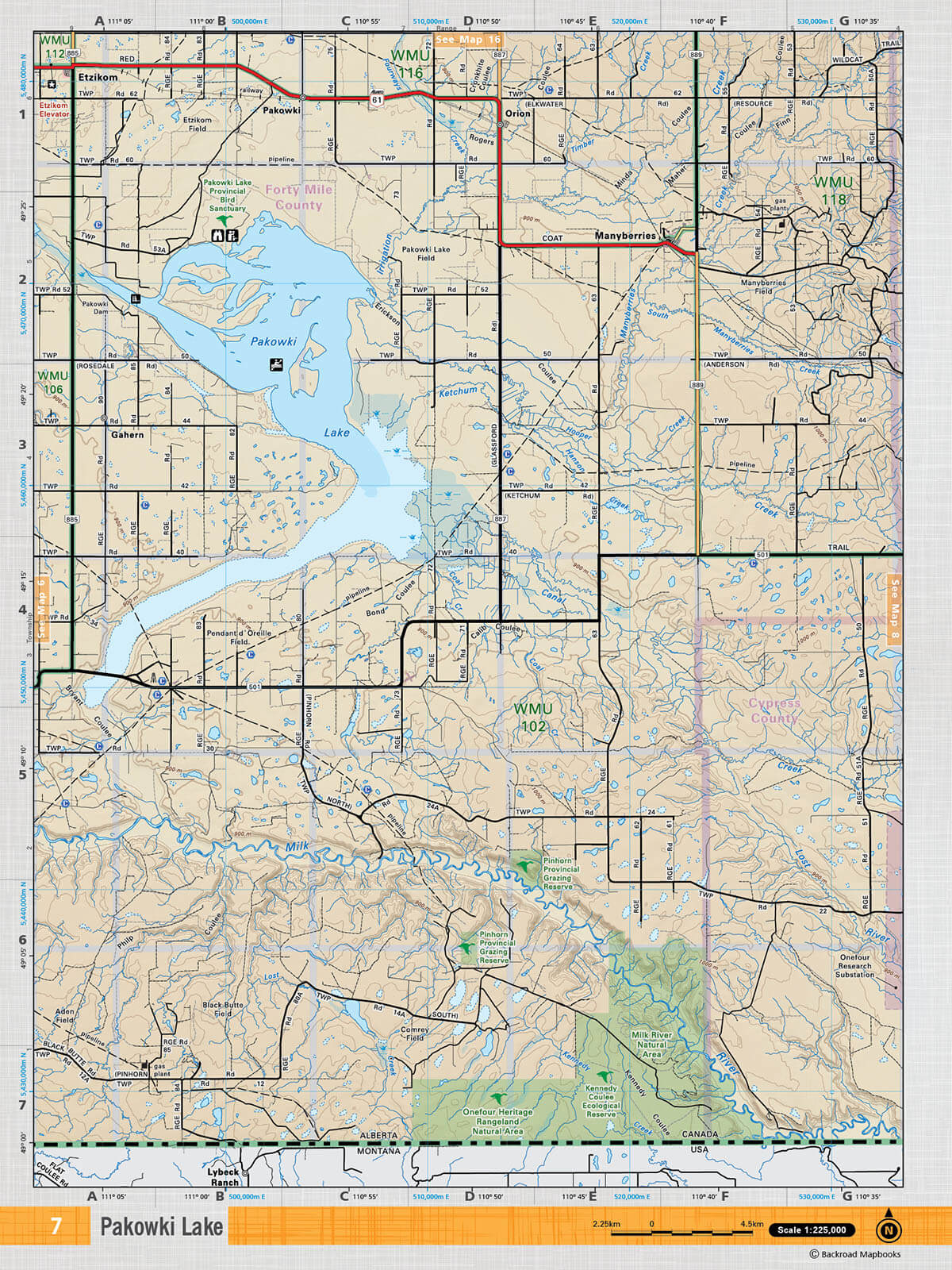 SOAB7 TOPO Map - Pakowki Lake - Backroad Maps