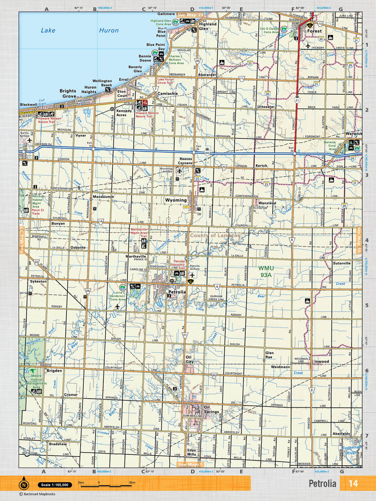 SOON14 Wall Map - Petrolia - Backroad Maps