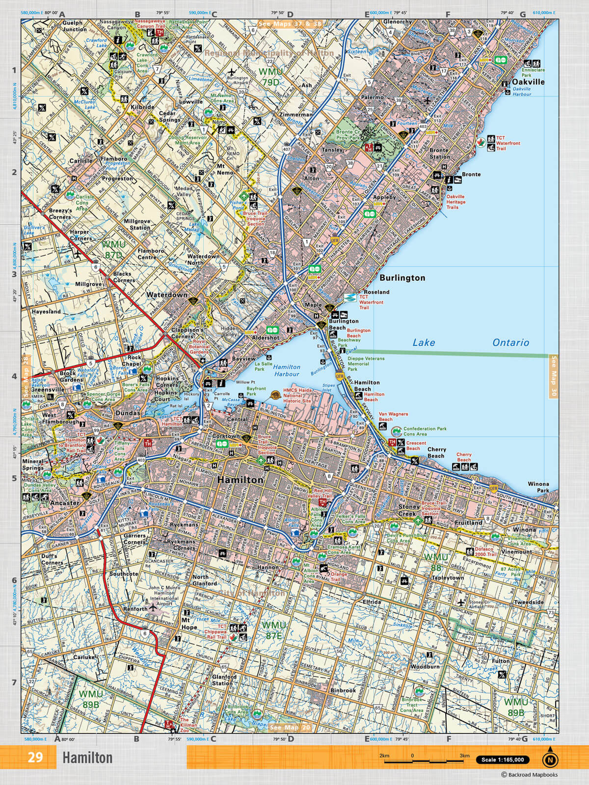 SOON29 Wall Map - Hamilton - Backroad Maps