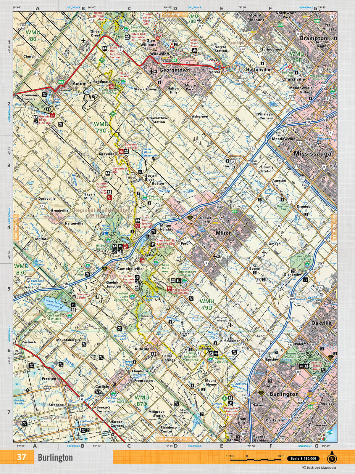 SOON37 Wall Map - Burlington - Backroad Maps