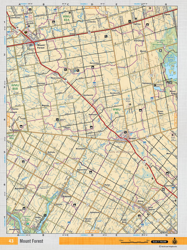 SOON43 Wall Map - Mount Forest - Backroad Maps