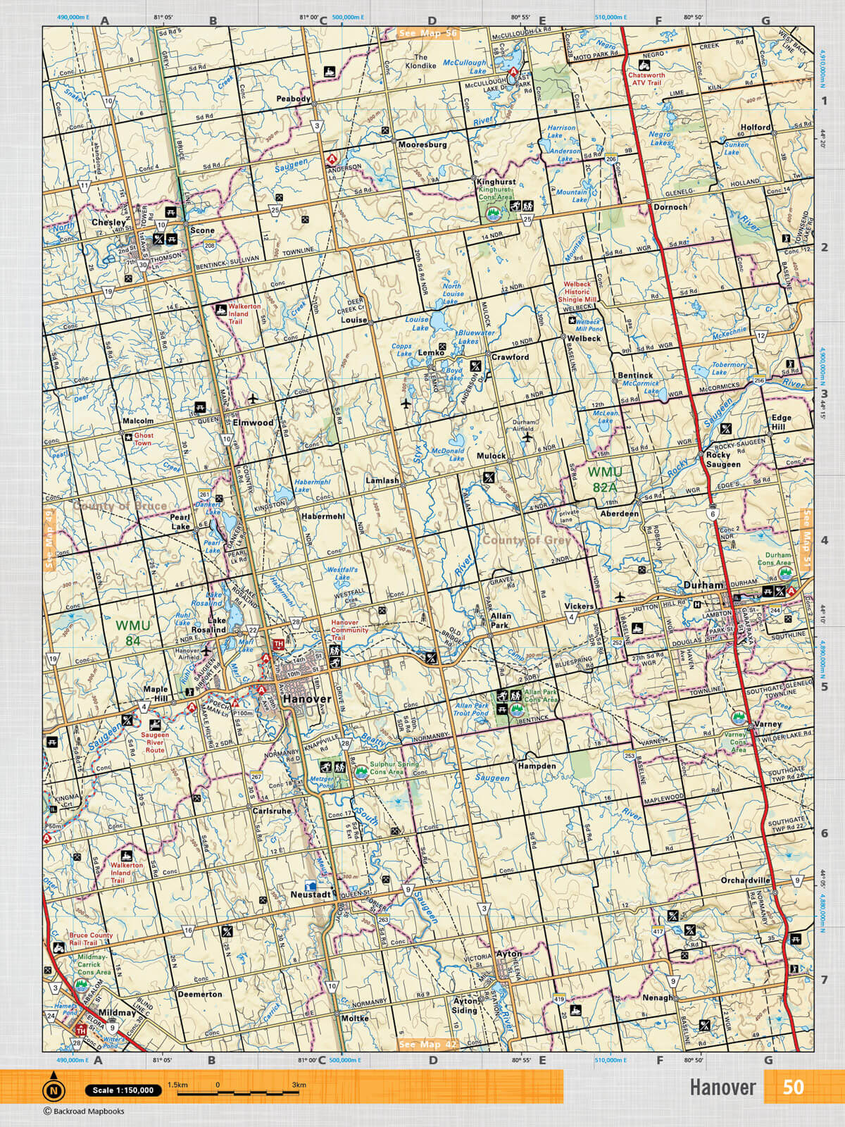 SOON50 Wall Map - Hanover - Backroad Maps