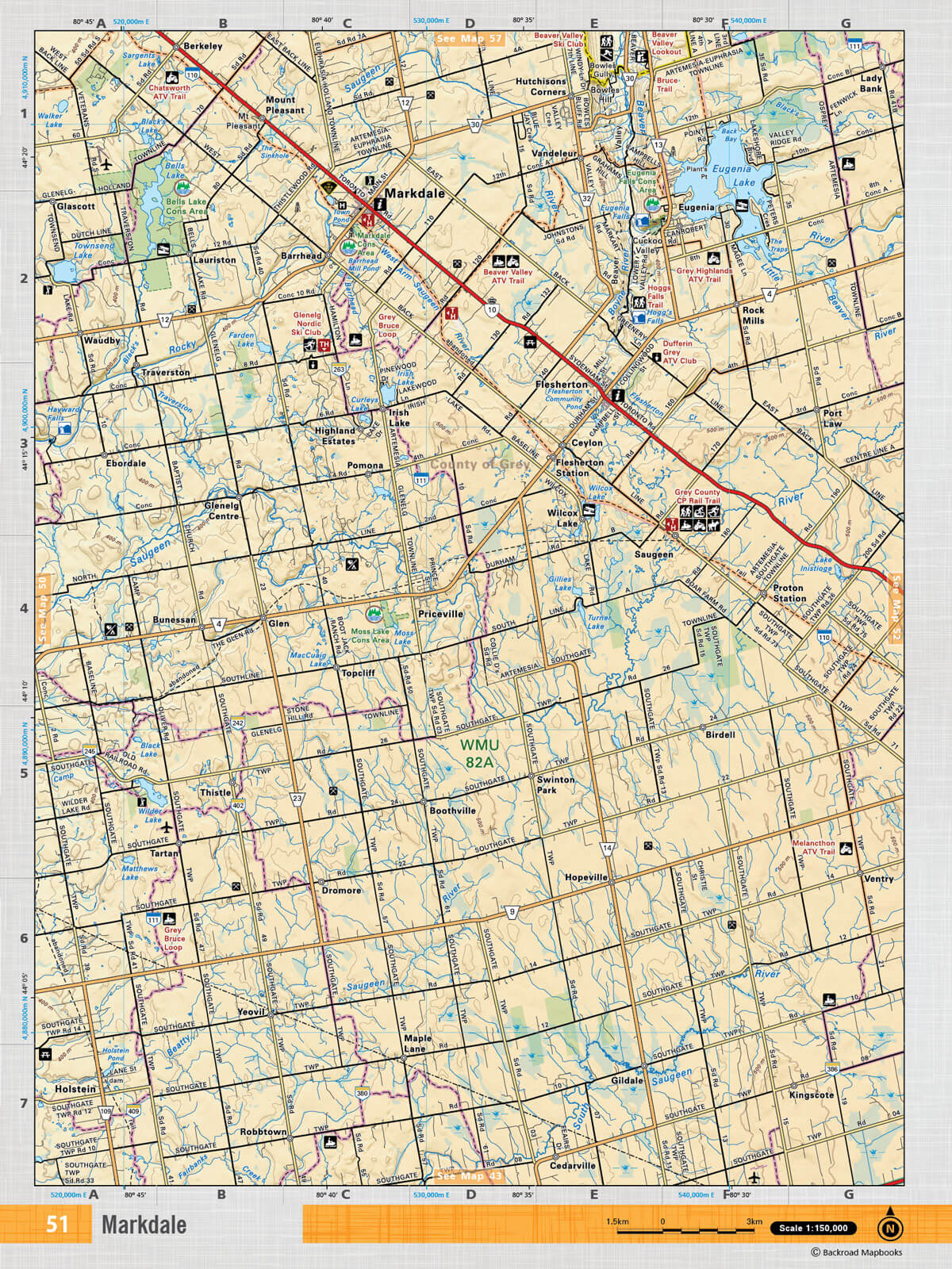 SOON51 Wall Map - Markdale - Backroad Maps