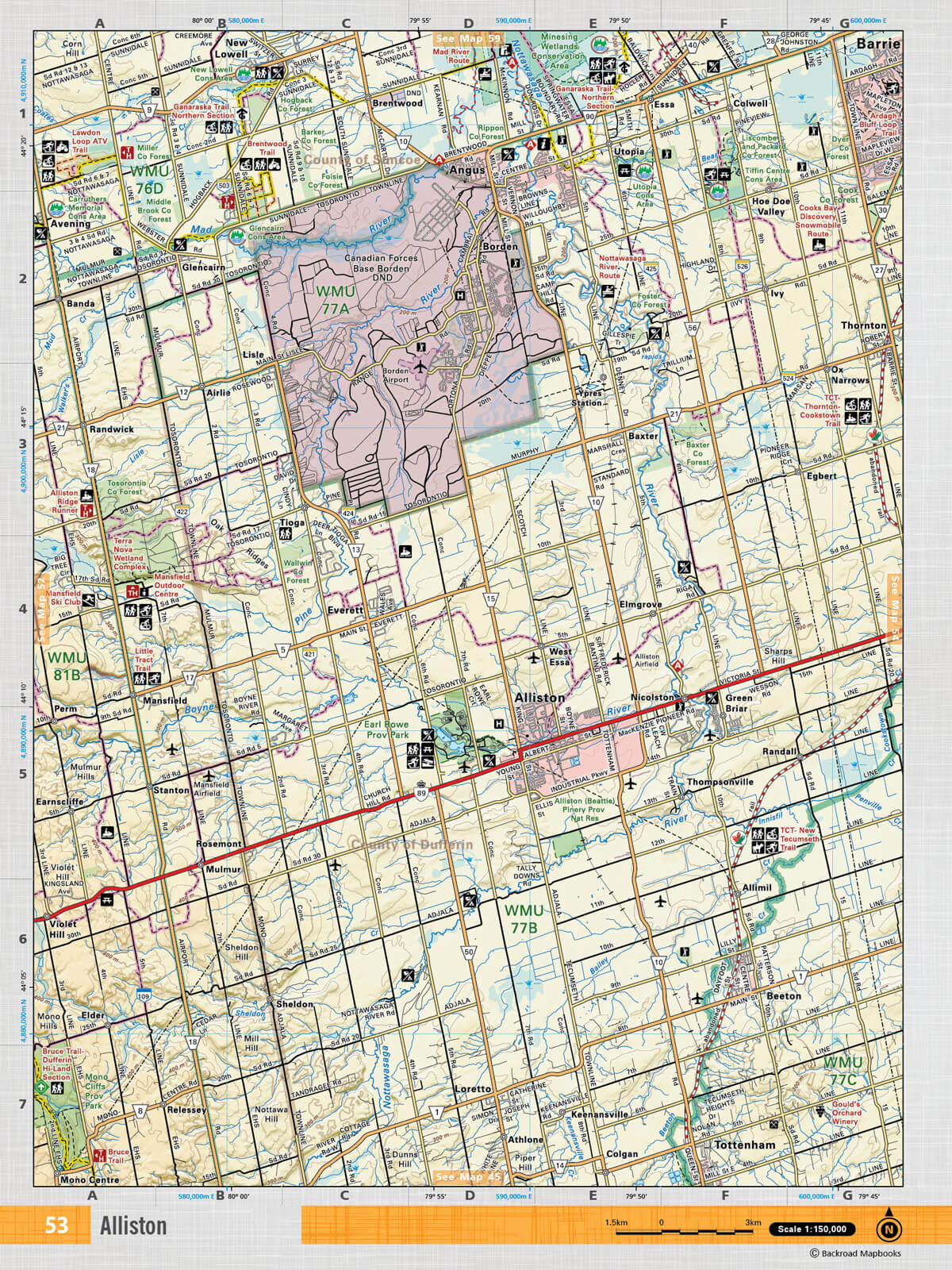 SOON53 Wall Map - Alliston - Backroad Maps