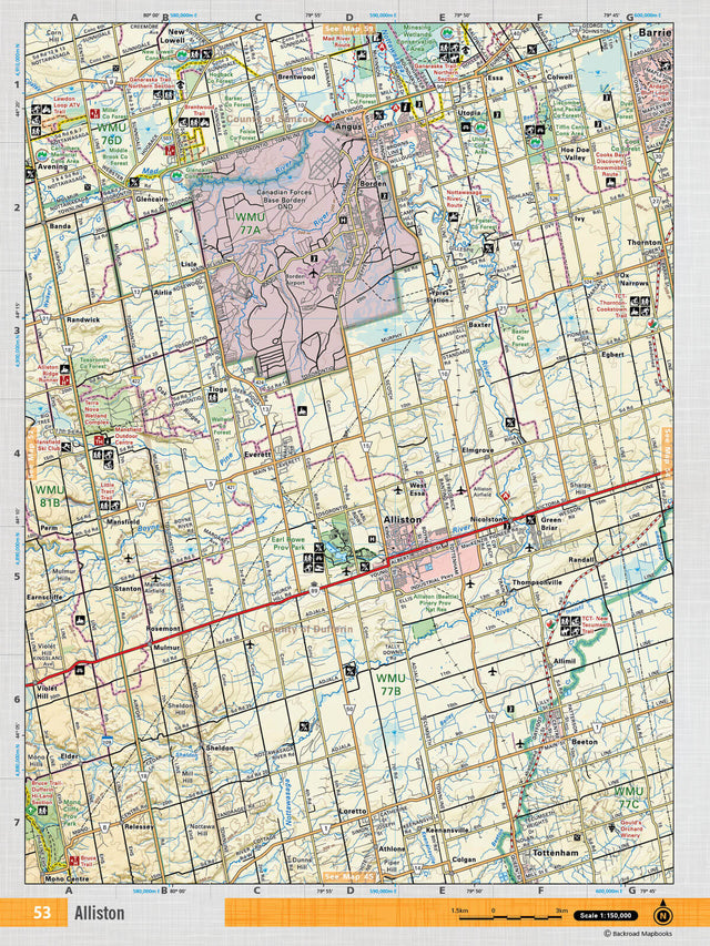 SOON53 Wall Map - Alliston - Backroad Maps