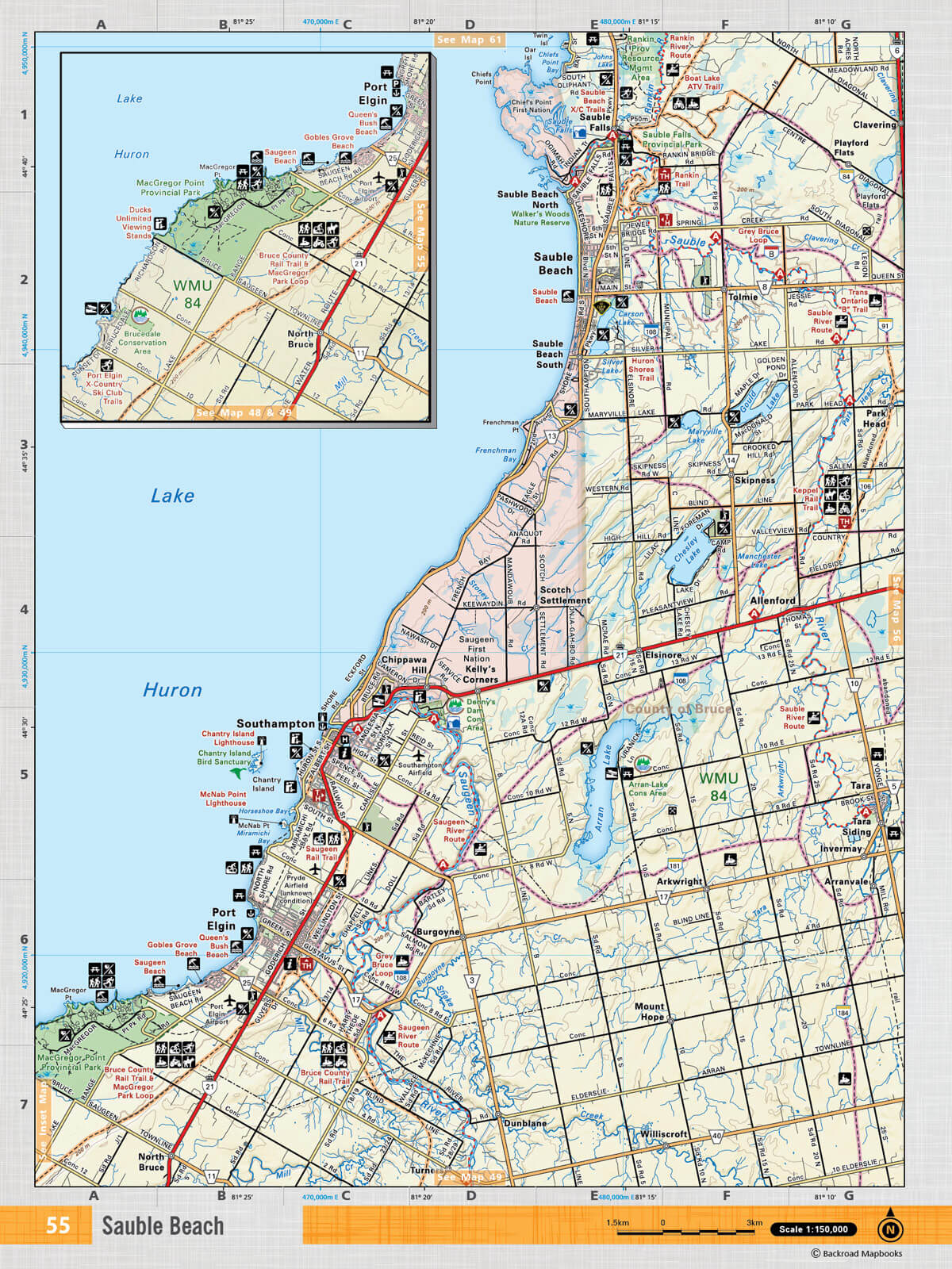 SOON55 TOPO Map - Sauble Beach - Backroad Maps