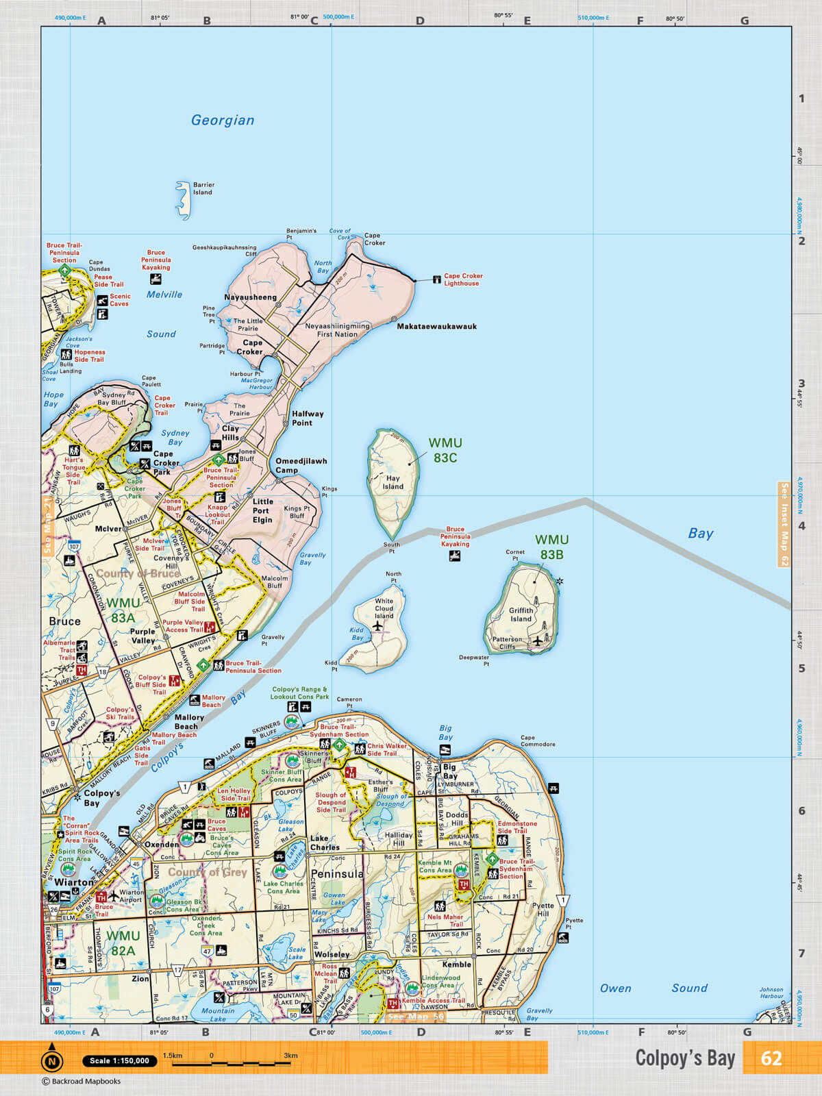 SOON62 TOPO Map - Colpoy's Bay - Backroad Maps