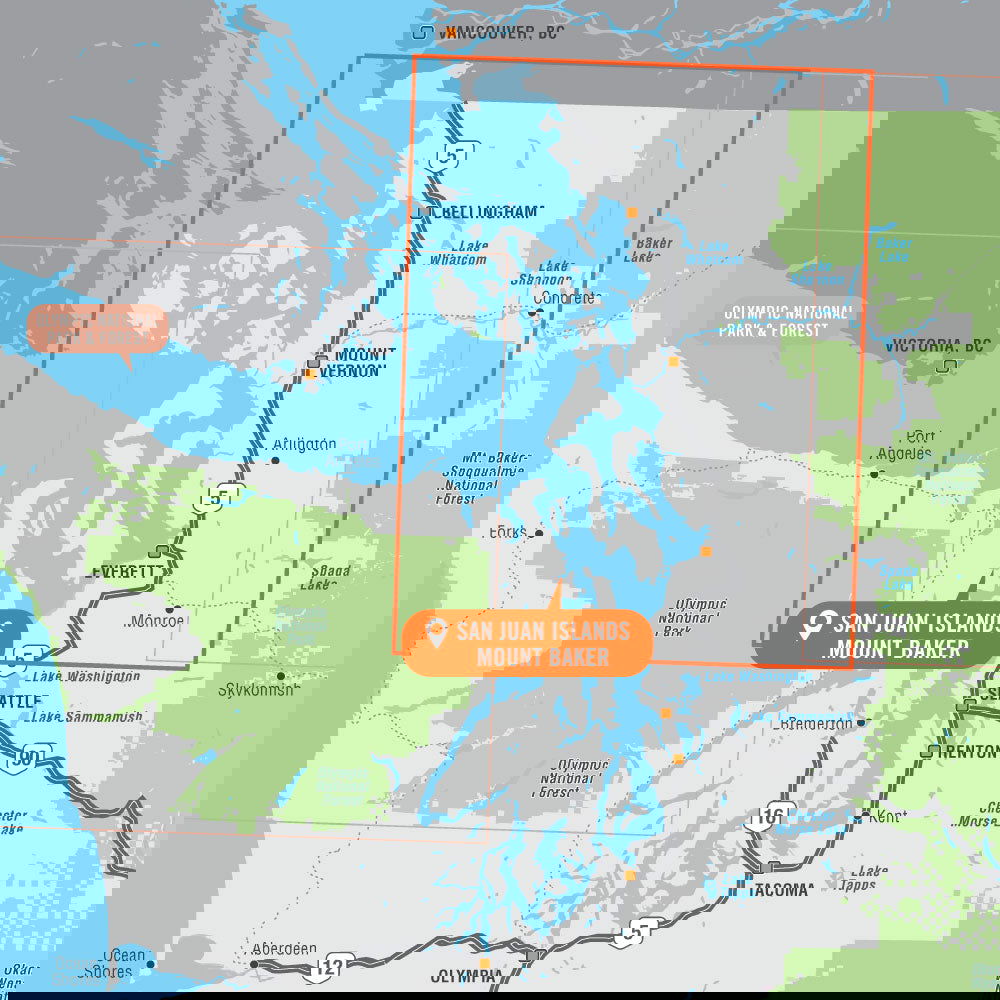 San Juan Islands & Mount Baker, Washington State - Destination Map - Backroad Maps