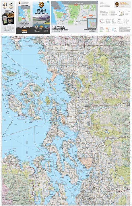 San Juan Islands & Mount Baker, Washington State - Destination Map - Backroad Maps