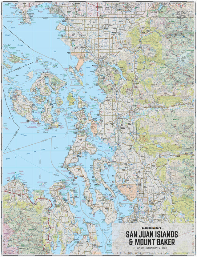 San Juan Islands & Mount Baker, Washington State - Wall Map - Backroad Maps