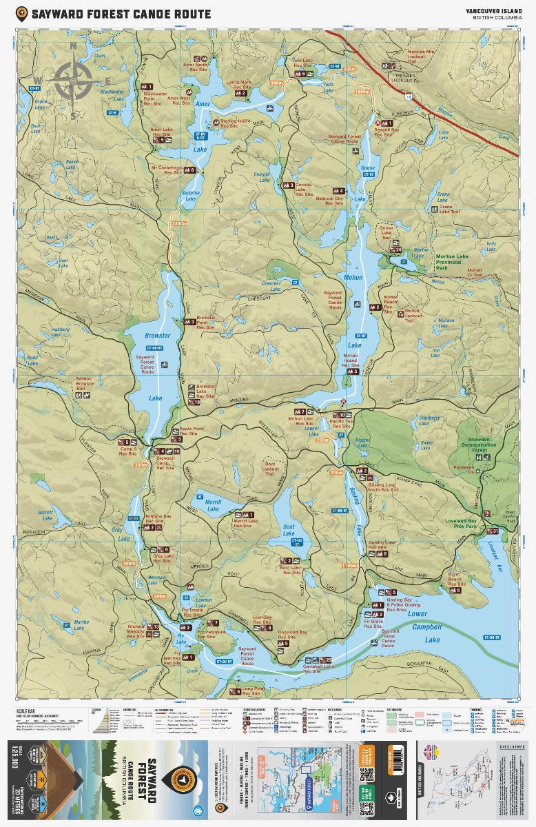 Sayward Forest Canoe Route BC - Destination Map - Backroad Maps