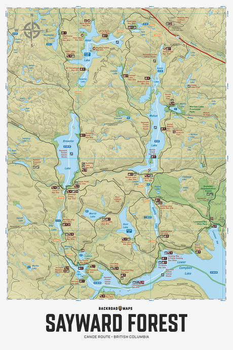Sayward Forest Canoe Route BC - Wall Map - Backroad Maps