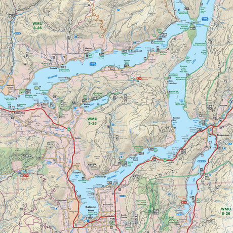 Shuswap & Adams Lake, BC - Wall Map - Backroad Maps