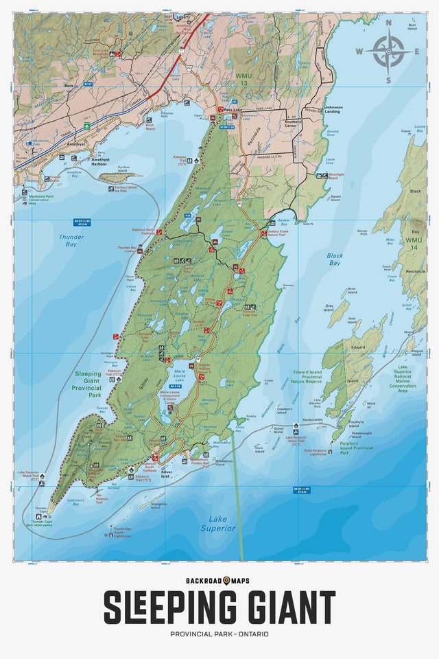 Sleeping Giant Provincial Park ON - Wall Map - Backroad Maps