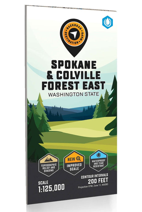 Spokane & Colville Forest East, Washington State - Destination Map - Backroad Maps