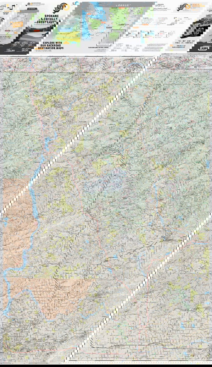 Spokane & Colville Forest East, Washington State - Destination Map - Backroad Maps