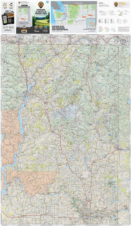 Spokane & Colville Forest East, Washington State - Destination Map - Backroad Maps