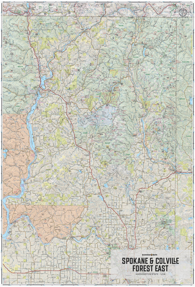 Spokane & Colville Forest East, Washington State - Wall Map - Backroad Maps