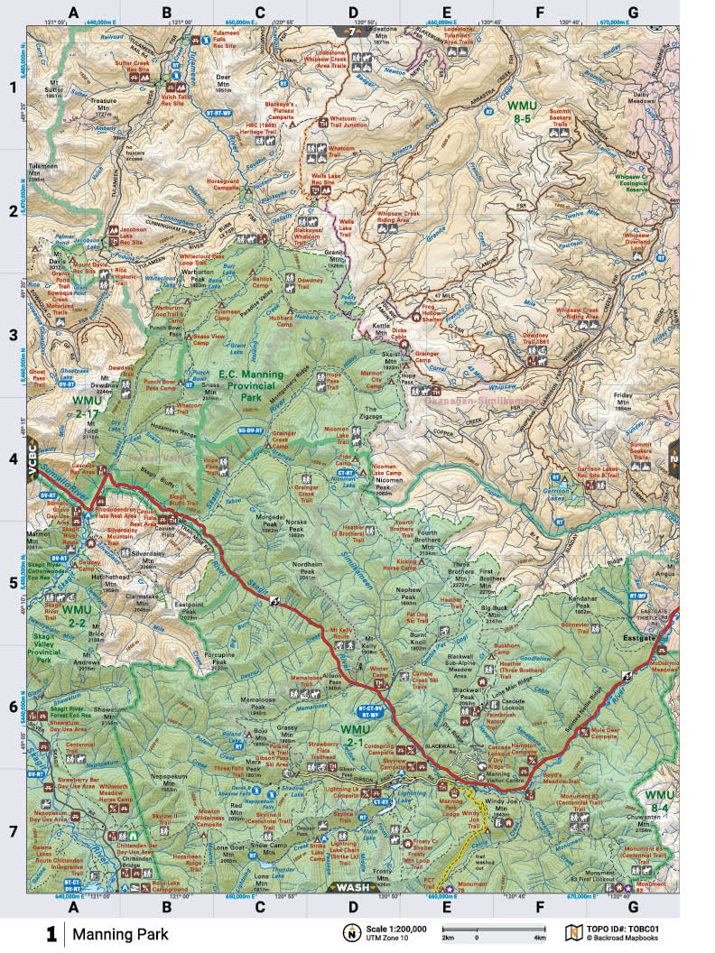 TOBC01 TOPO Map - Manning Park - Backroad Maps