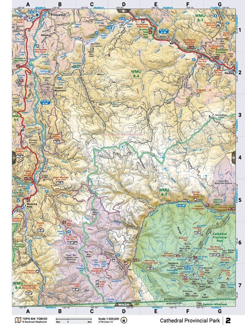 TOBC02 Wall Map - Cathedral Park - Backroad Maps