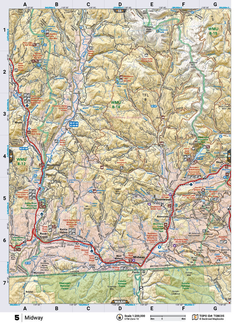 TOBC05 TOPO Map - Midway - Backroad Maps