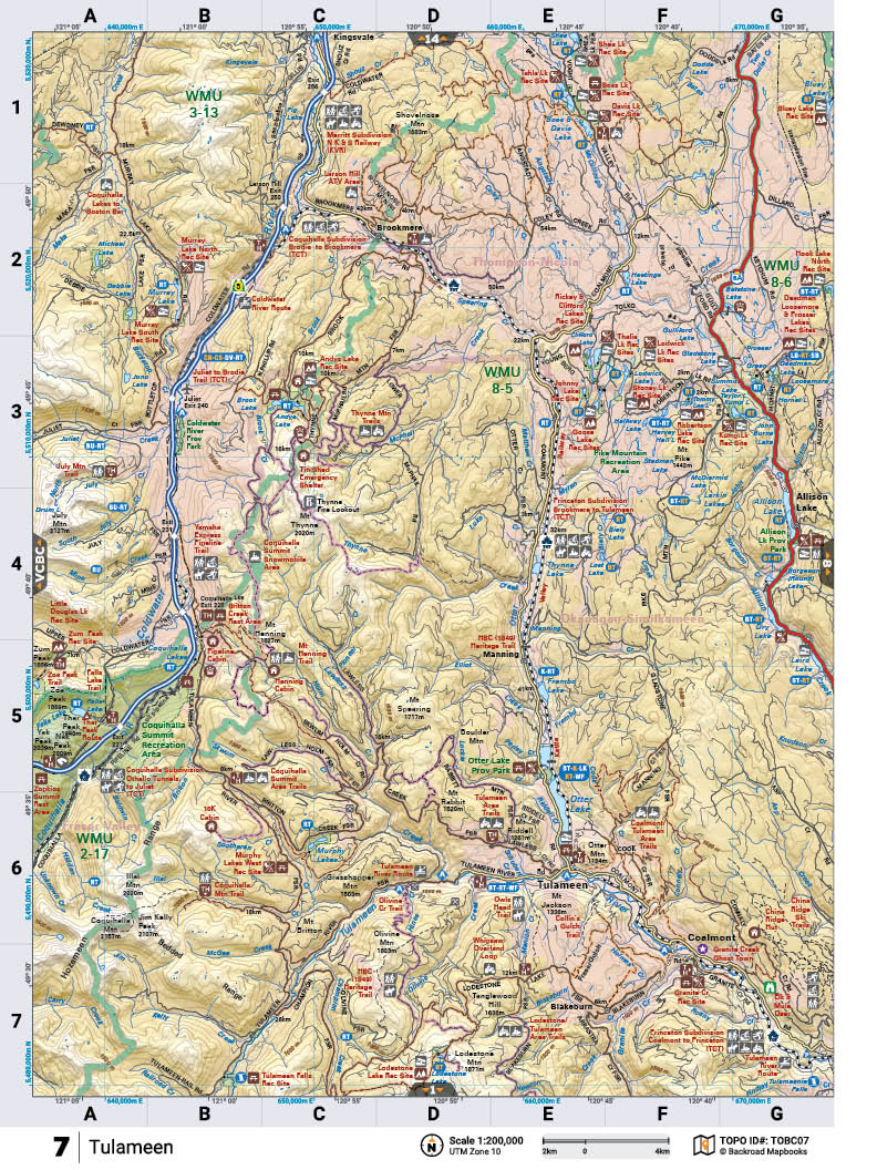 TOBC07 Wall Map - Tulameen - Backroad Maps