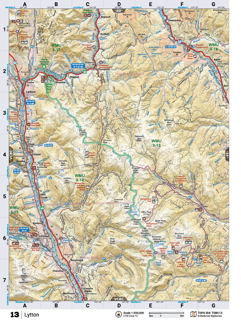 TOBC13 Wall Map - Lytton - Backroad Maps