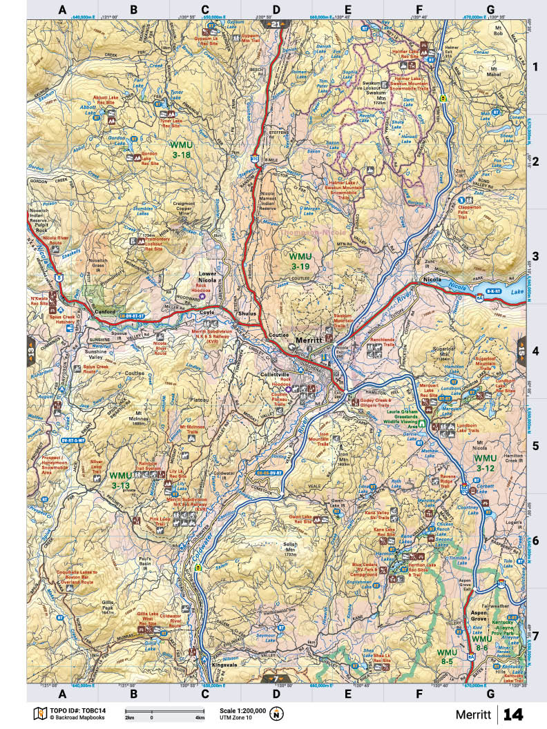 TOBC14 Wall Map - Merritt - Backroad Maps