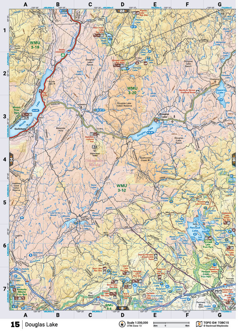 TOBC15 Wall Map - Douglas Lake - Backroad Maps