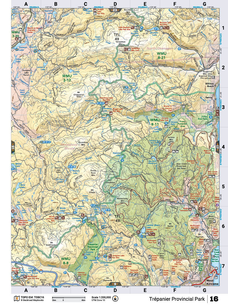 TOBC16 Wall Map - Trepanier Park - Backroad Maps