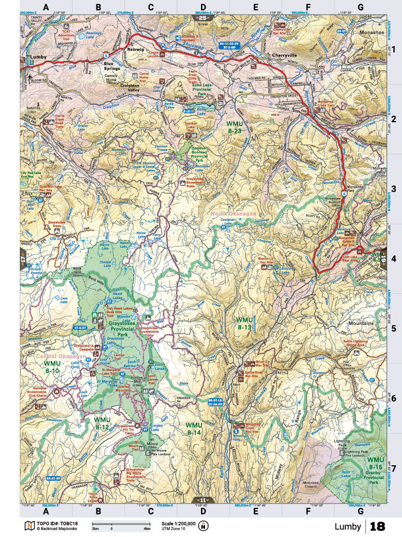 TOBC18 TOPO Map - Lumby - Backroad Maps