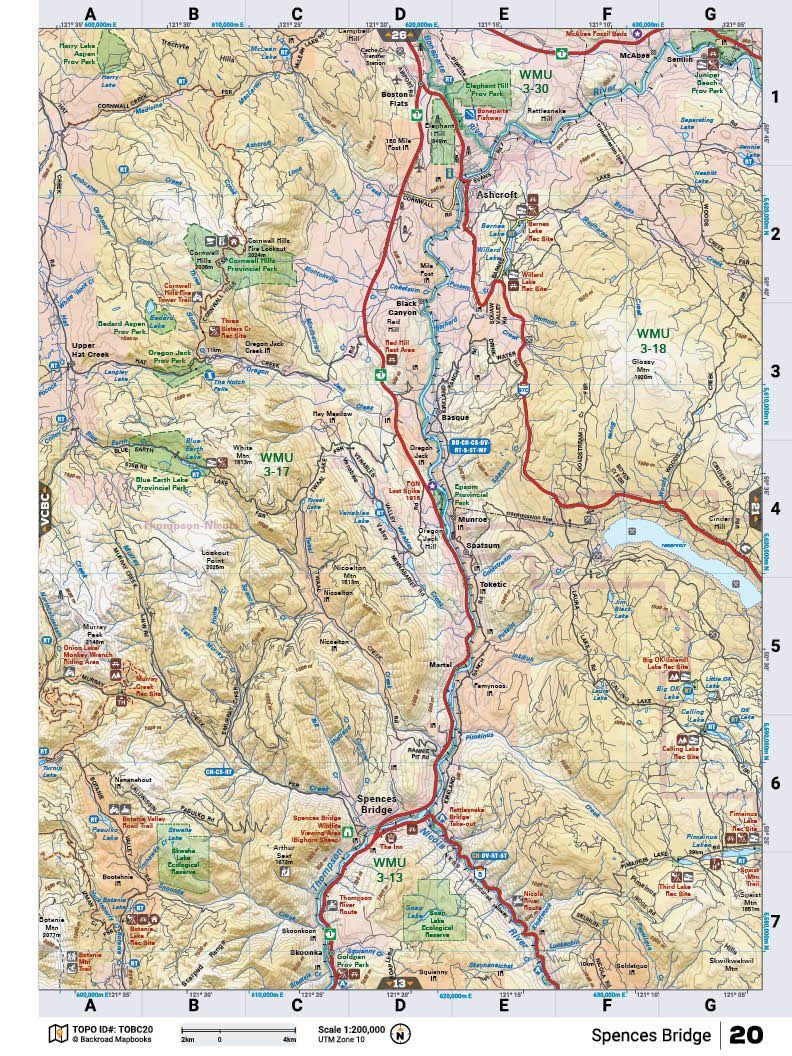 TOBC20 TOPO Map - Spences Bridge - Backroad Maps