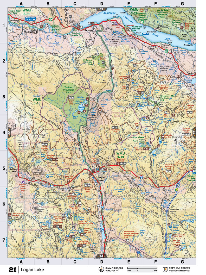 TOBC21 Wall Map - Logan Lake - Backroad Maps