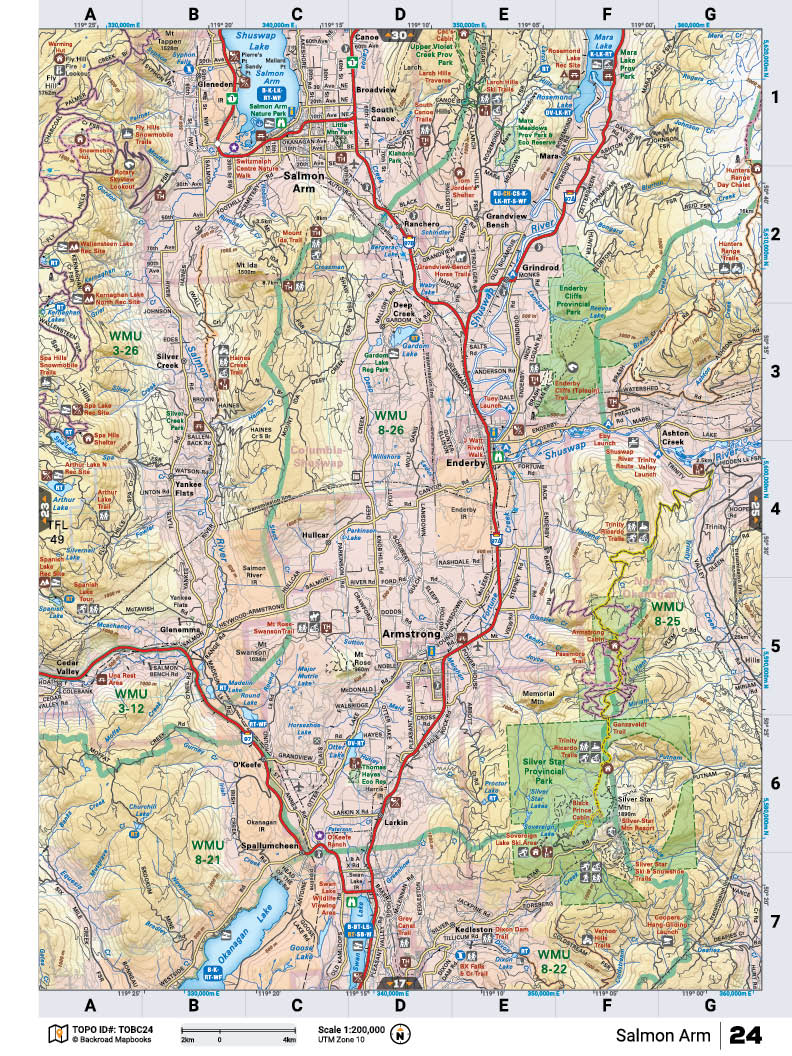 TOBC24 TOPO Map - Salmon Arm - Backroad Maps