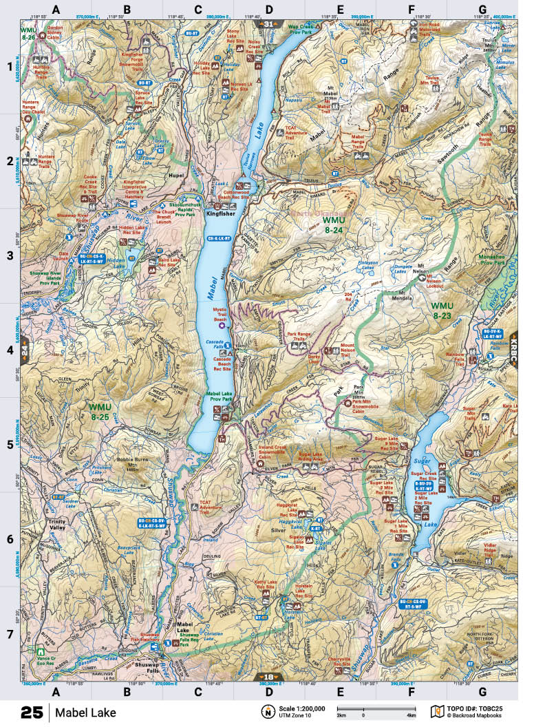 TOBC25 TOPO Map - Mabel Lake - Backroad Maps