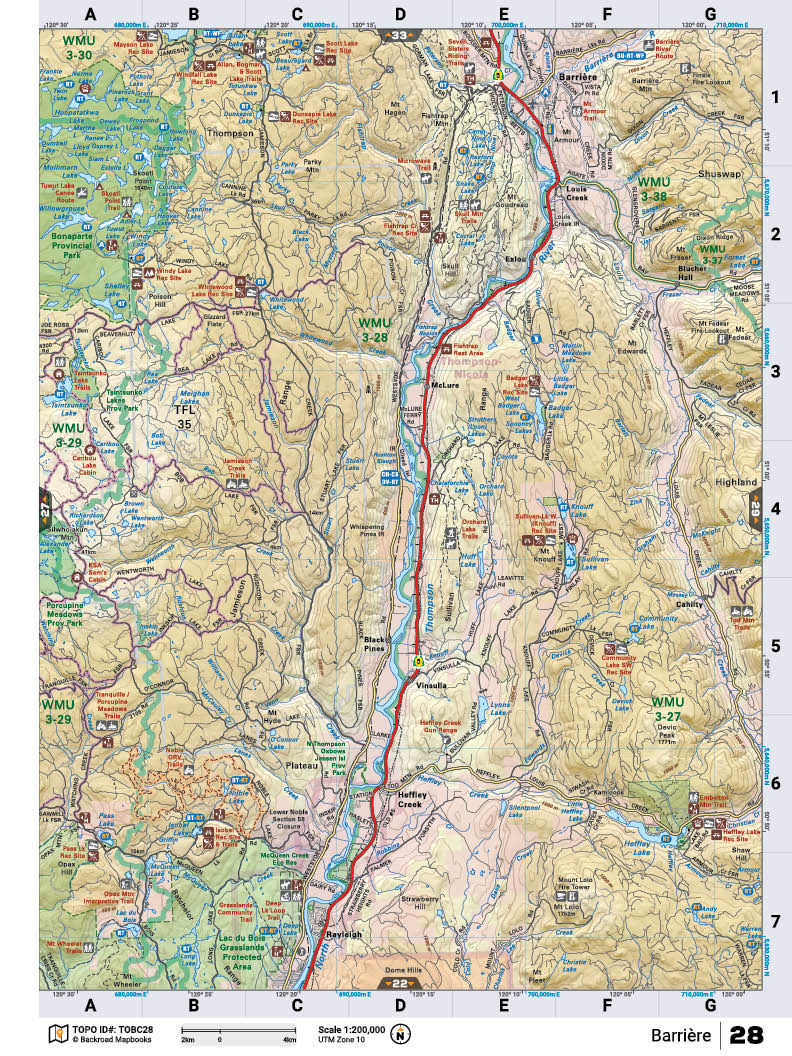 TOBC28 TOPO Map - Barriere - Backroad Maps