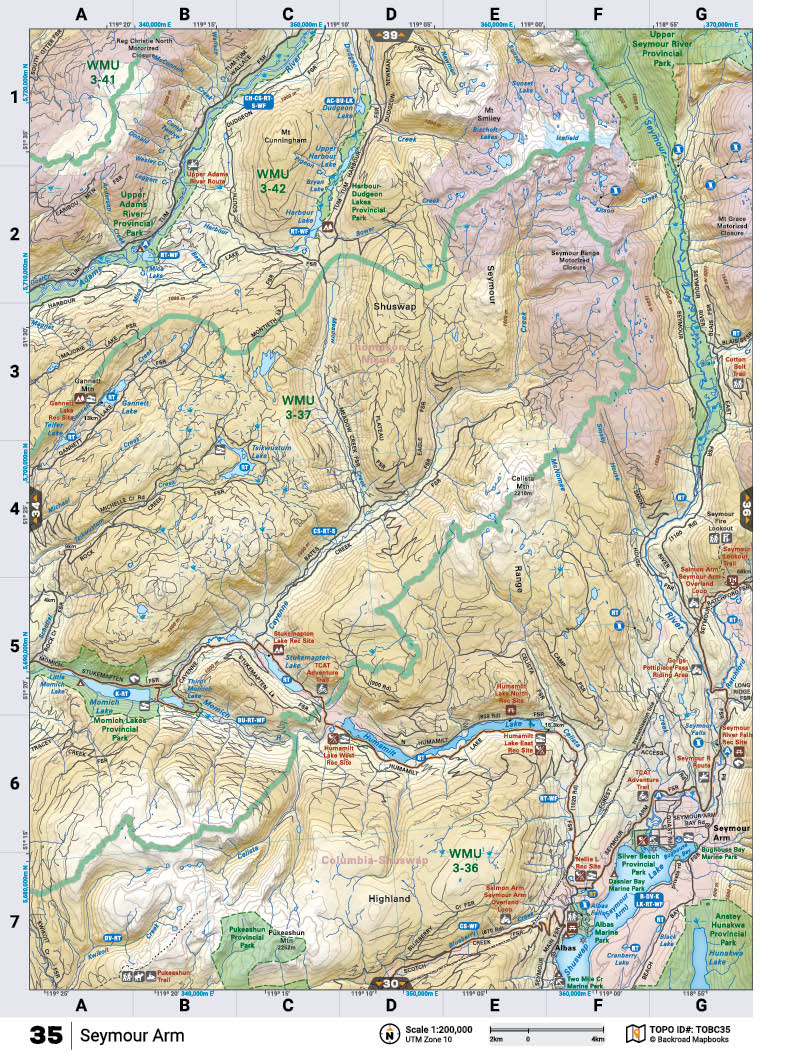 TOBC35 TOPO Map - Seymour Arm - Backroad Maps