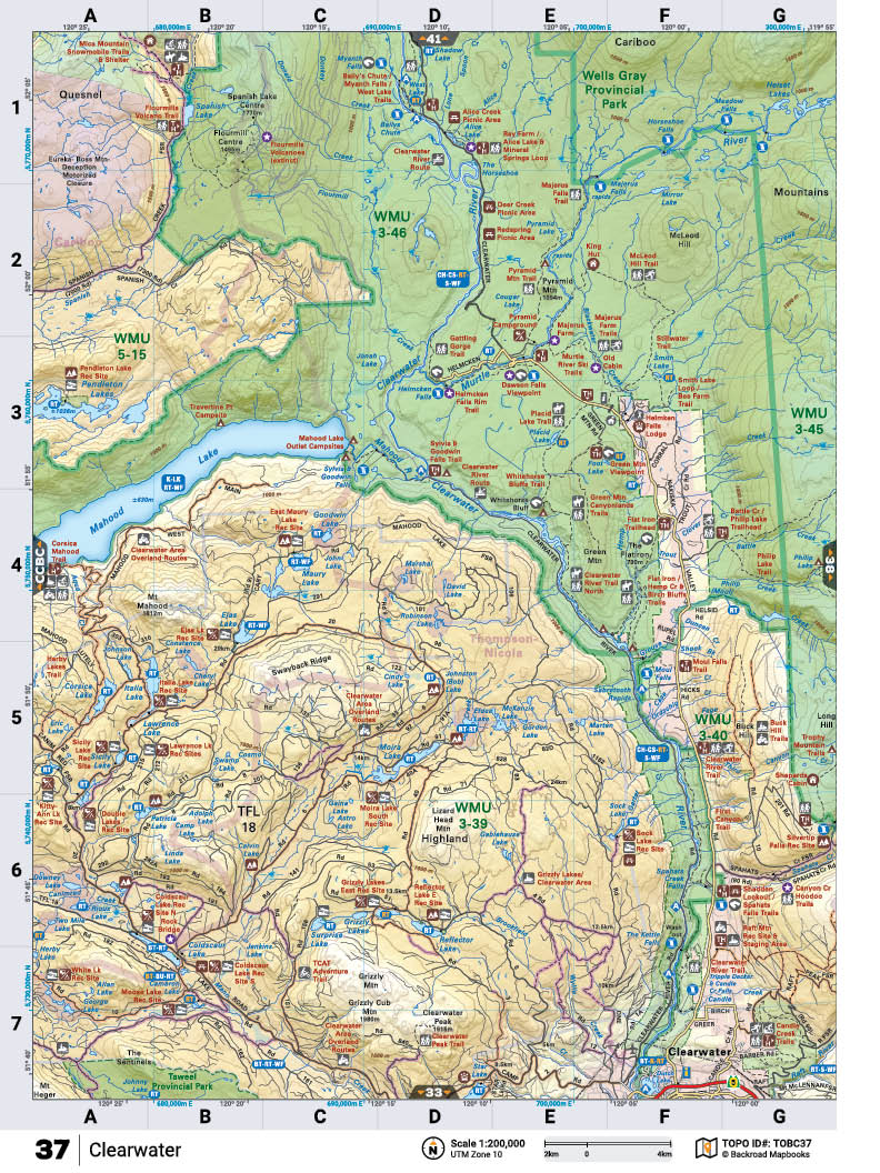 TOBC37 TOPO Map - Clearwater - Backroad Maps