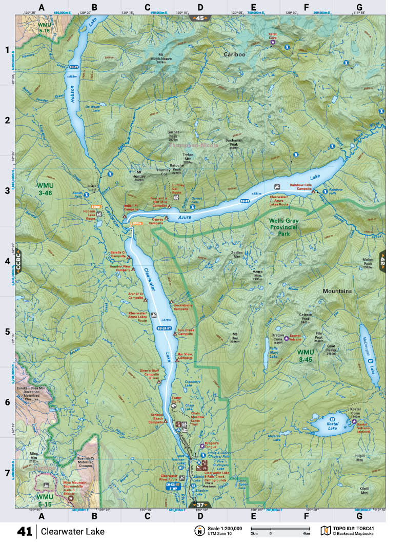 TOBC41 TOPO Map - Clearwater Lake - Backroad Maps