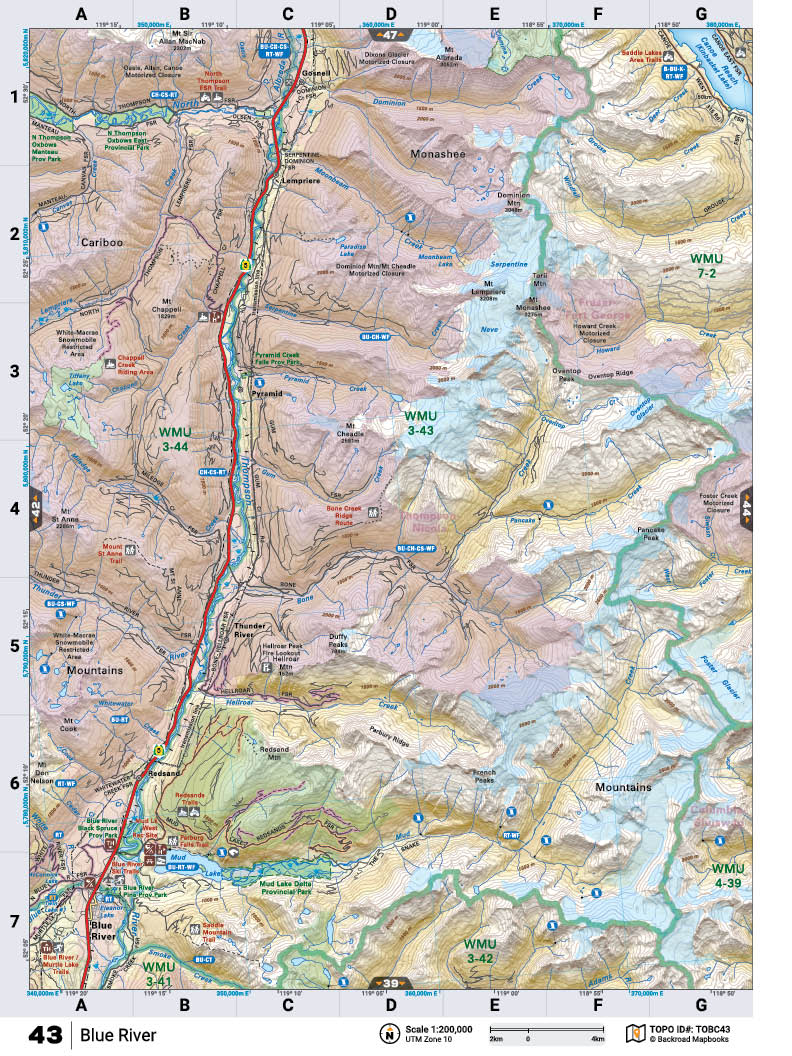 TOBC43 TOPO Map - Blue River - Backroad Maps