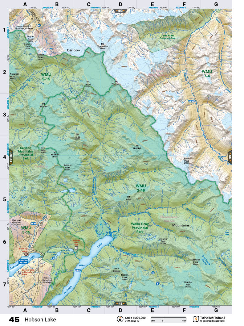 TOBC45 TOPO Map - Hobson Lake - Backroad Maps