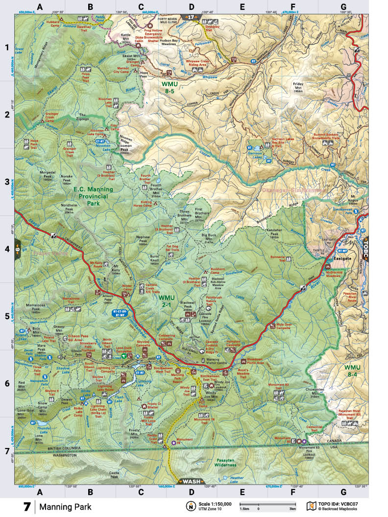 VCBC07 TOPO Map - Manning Park - Backroad Maps