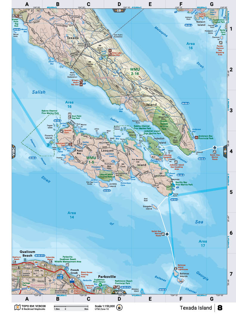VCBC08 Wall Map - Texada Island - Backroad Maps