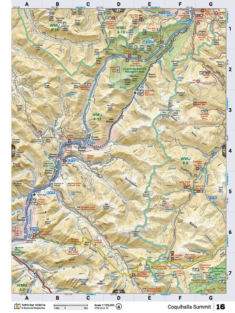 VCBC16 Wall Map - Coquihalla Summit - Backroad Maps