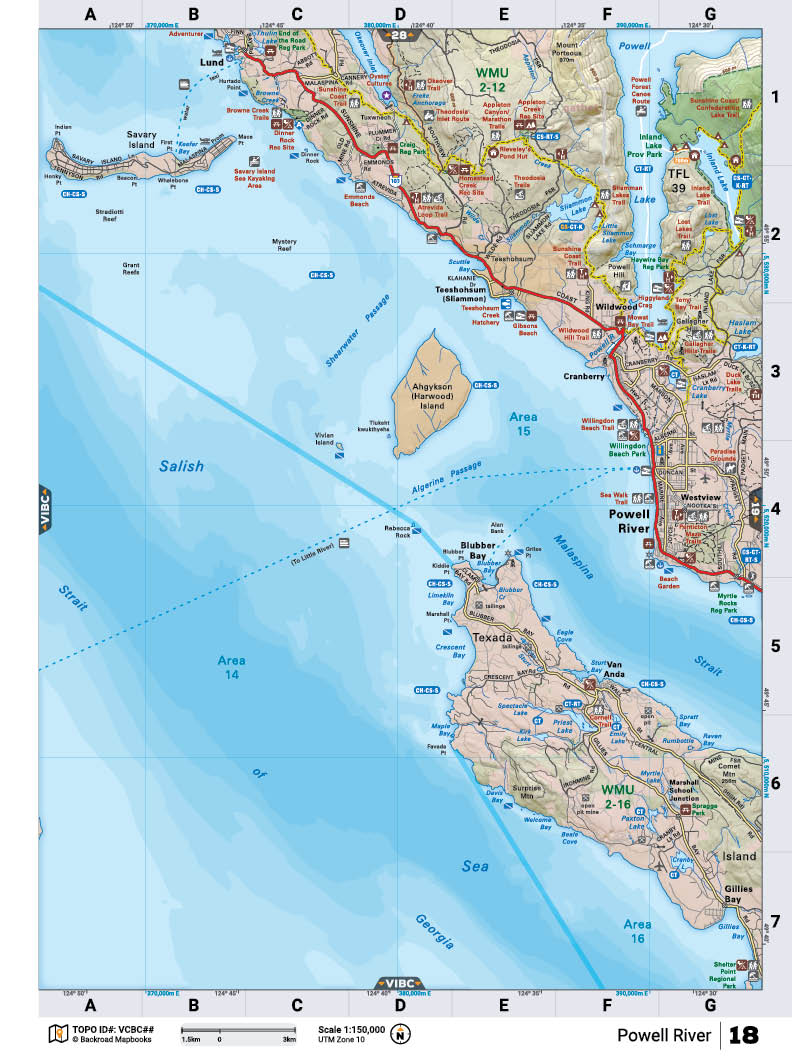VCBC18 TOPO Map - Powell River - Backroad Maps