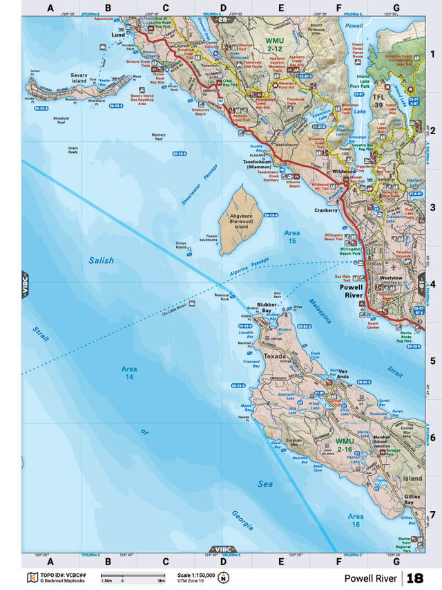 VCBC18 TOPO Map - Powell River - Backroad Maps